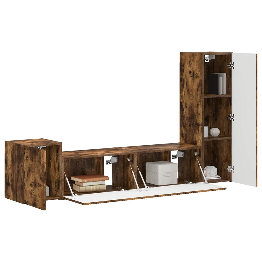 Ensemble meuble TV 4 pcs Chêne fumé Bois d'ingénierie - 3