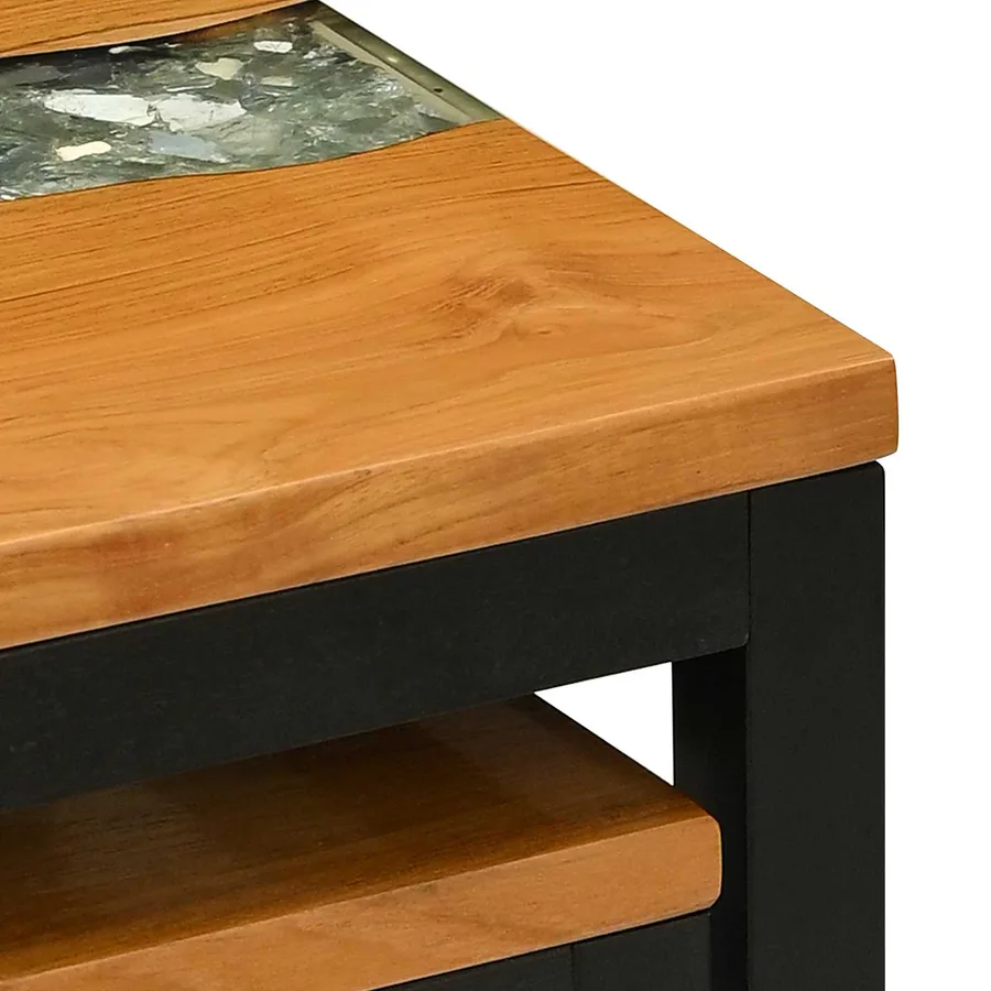 Table Gigogne 3 pc Marron Bois de teck massif - 6