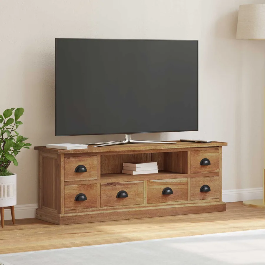 Meuble TV Naturel 110 x 30 x 40 cm Bois de teck massif