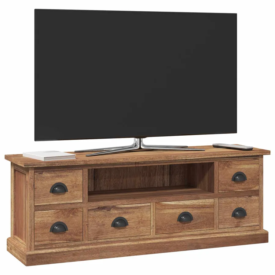 Meuble TV Naturel 110 x 30 x 40 cm Bois de teck massif - 3