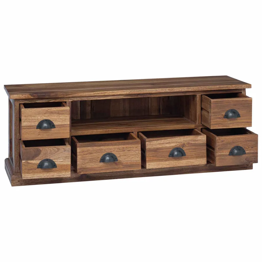 Meuble TV Naturel 110 x 30 x 40 cm Bois de teck massif - 5