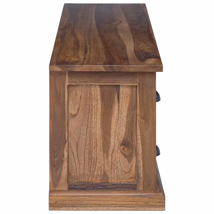 Meuble TV Naturel 110 x 30 x 40 cm Bois de teck massif - 7