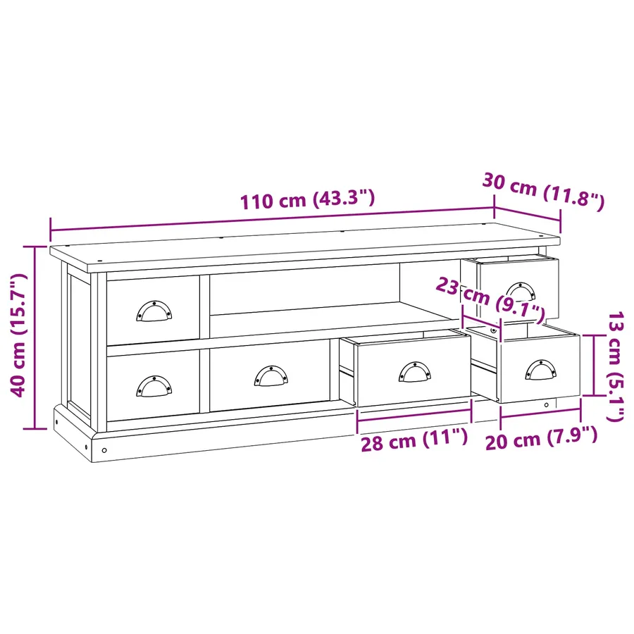 Meuble TV Naturel 110 x 30 x 40 cm Bois de teck massif - 8