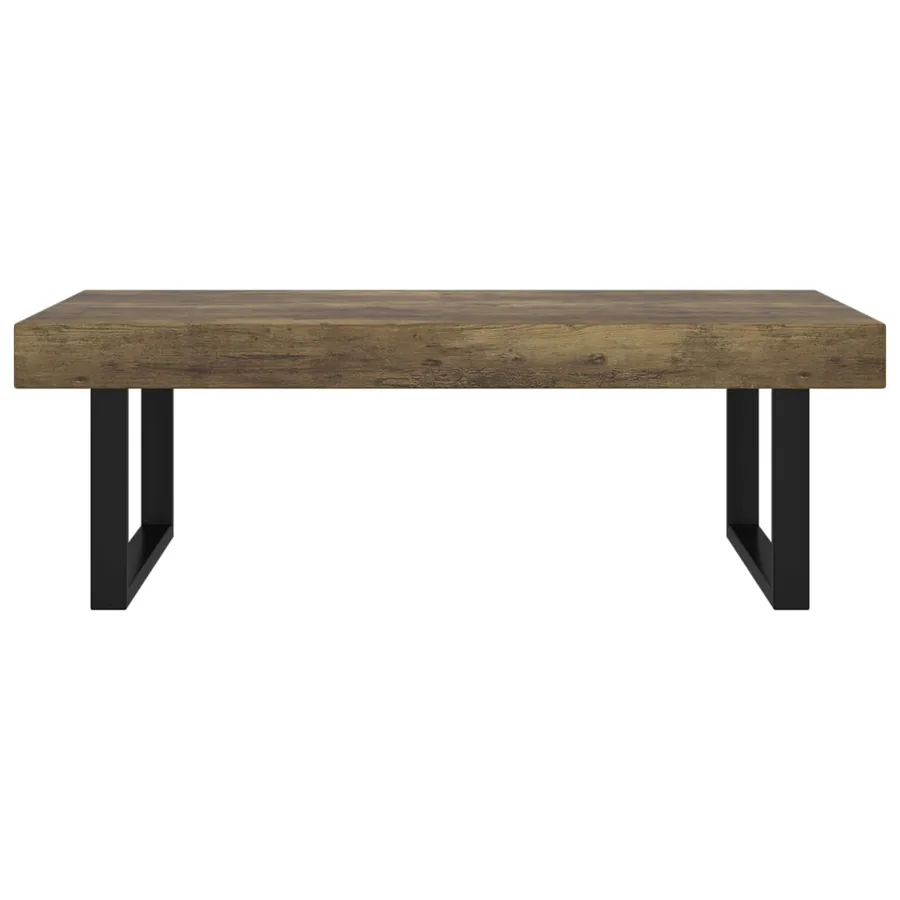 Table basse Marron foncé et noir 120x60x40 cm MDF et fer - 3