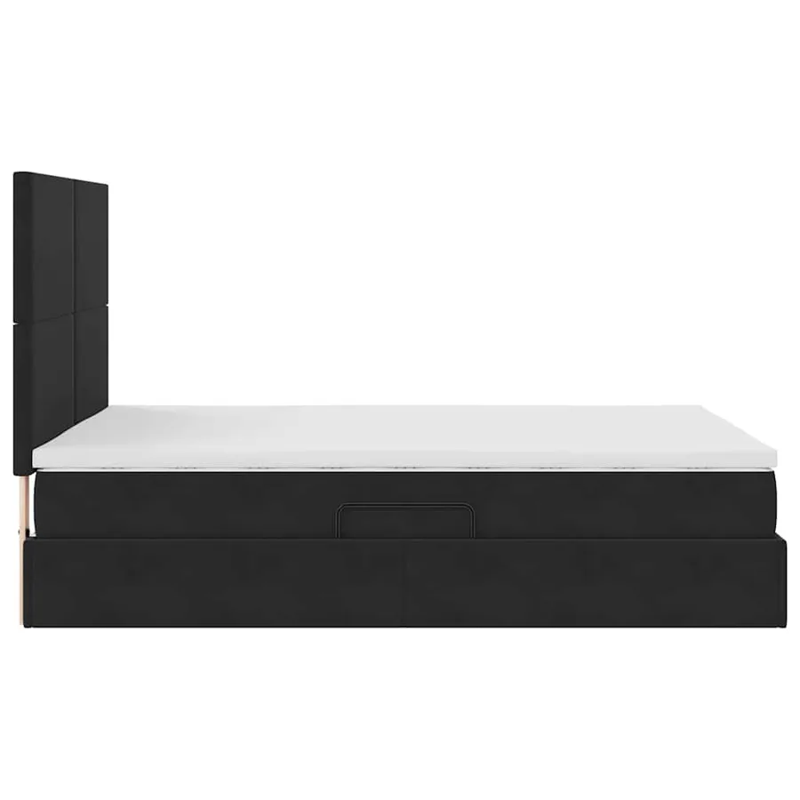 Lit de rangement LED avec matelas Noir 140 x 190 cm Velours - 11