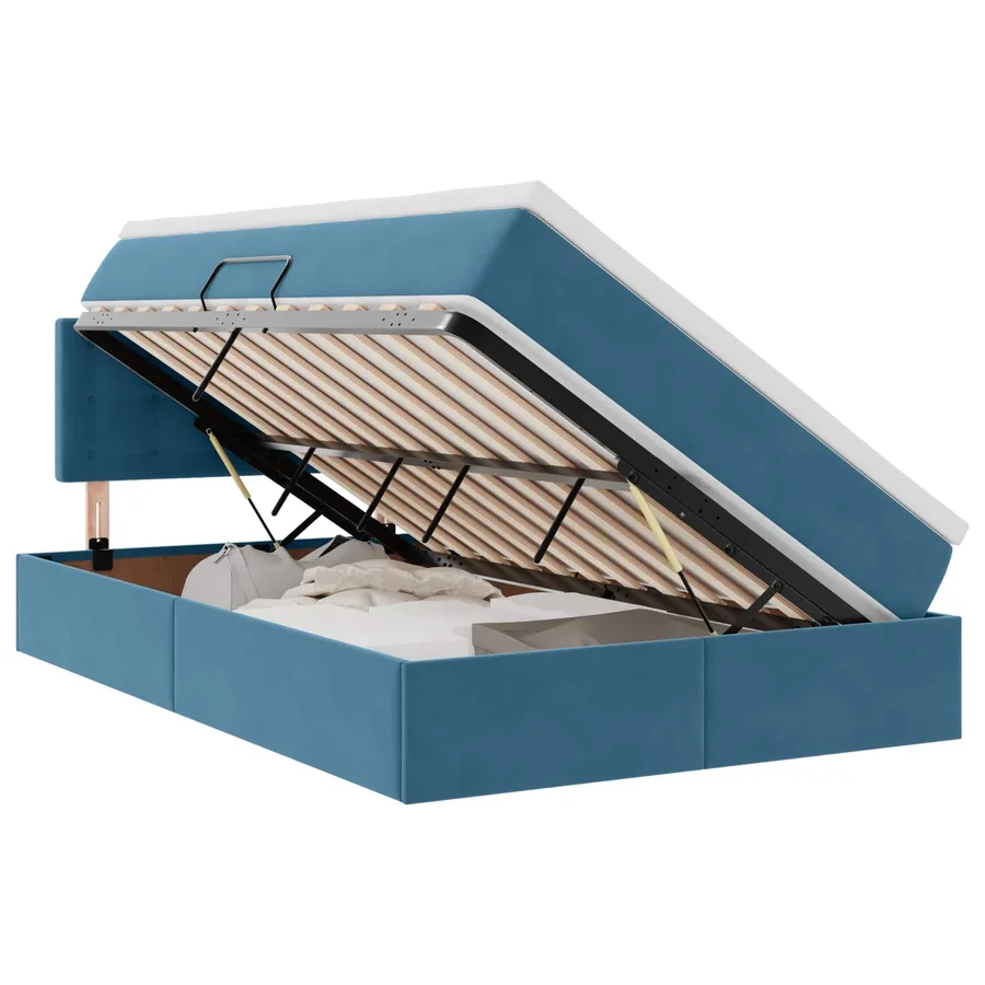 Lit de rangement LED avec matelas Bleu foncé 120 x 200 cm - 2