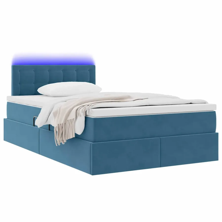 Lit de rangement LED avec matelas Bleu foncé 120 x 200 cm - 3
