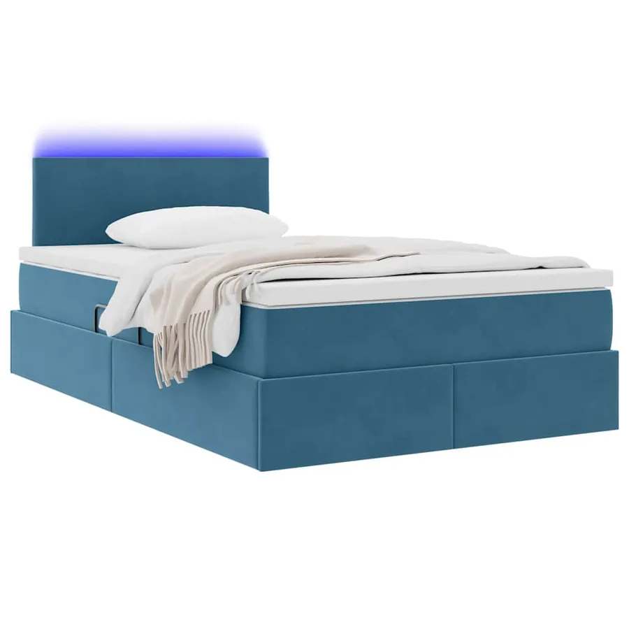 Lit de rangement LED avec matelas Bleu foncé 120 x 200 cm - 3