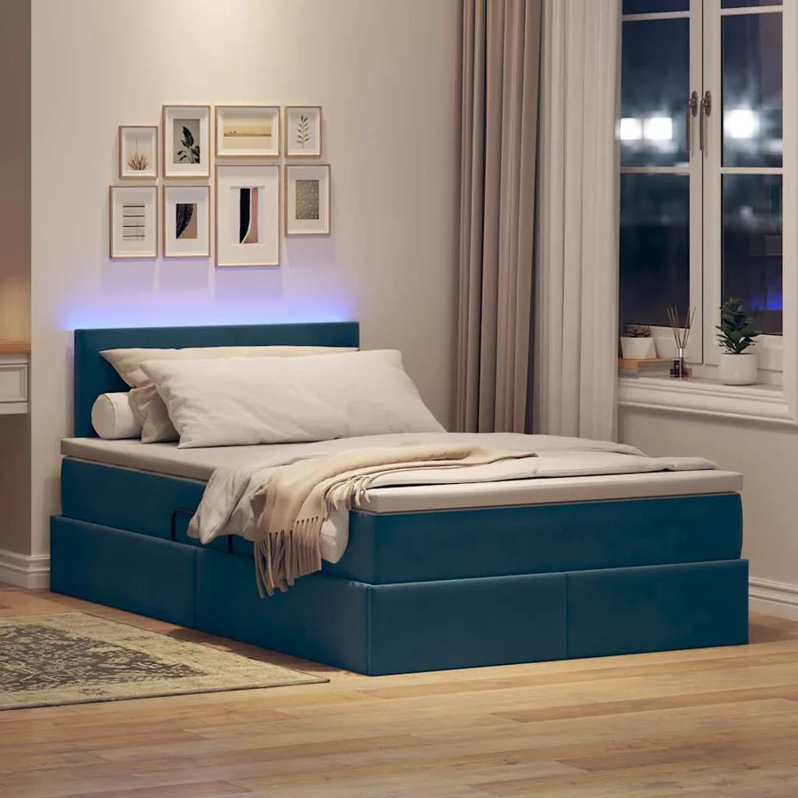 Lit de rangement LED avec matelas Bleu foncé 120 x 200 cm - 5