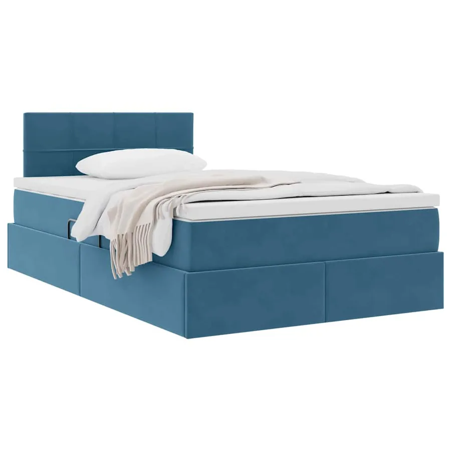 Lit de Rangement avec matelas Bleu foncé 120 x 200 cm Velours - 3