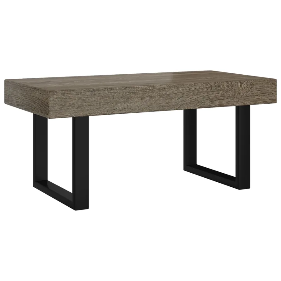 Table basse Gris et noir 90x45x40 cm MDF et fer - 2
