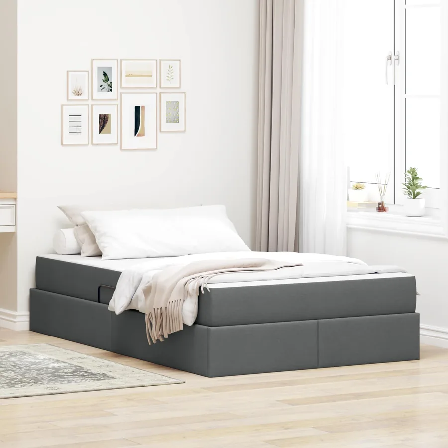 Lit avec rangement et matelas Gris foncé 120 x 190 cm Polyester