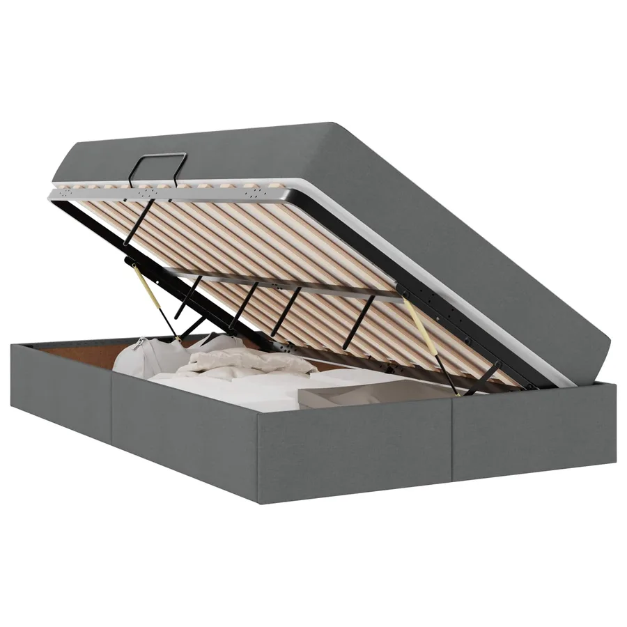 Lit avec rangement et matelas Gris foncé 120 x 190 cm Polyester - 2