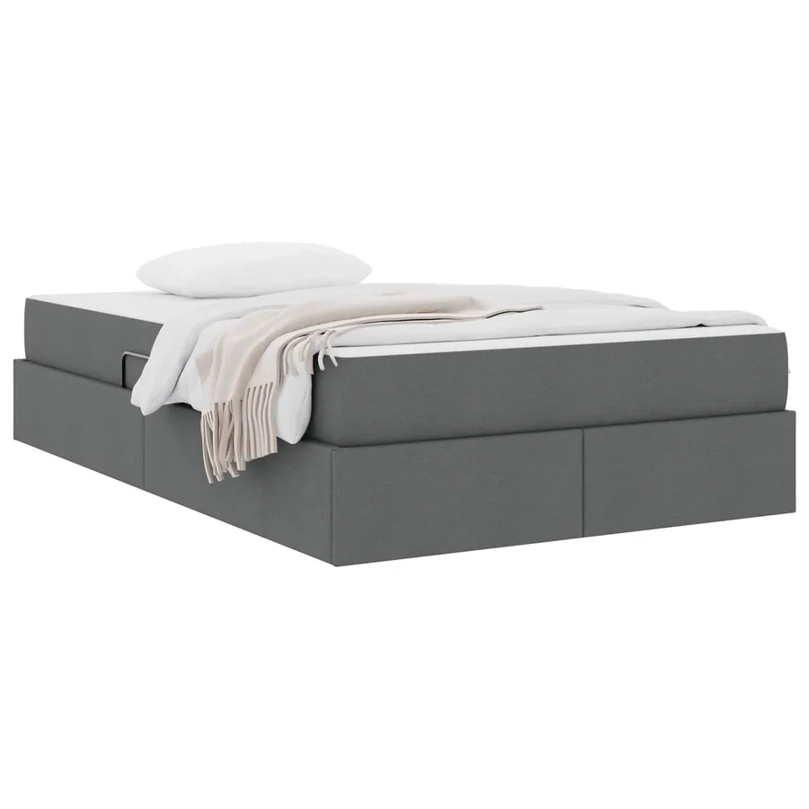 Lit avec rangement et matelas Gris foncé 120 x 190 cm Polyester - 3