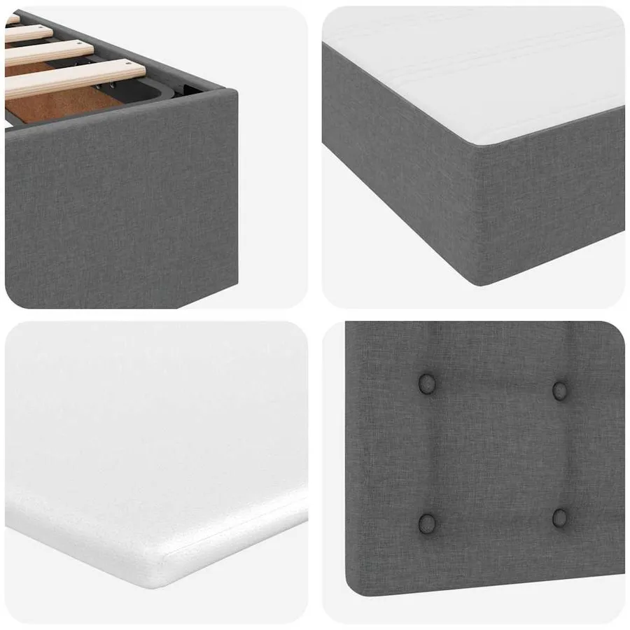 Lit avec rangement et matelas Gris foncé 120 x 190 cm - 12