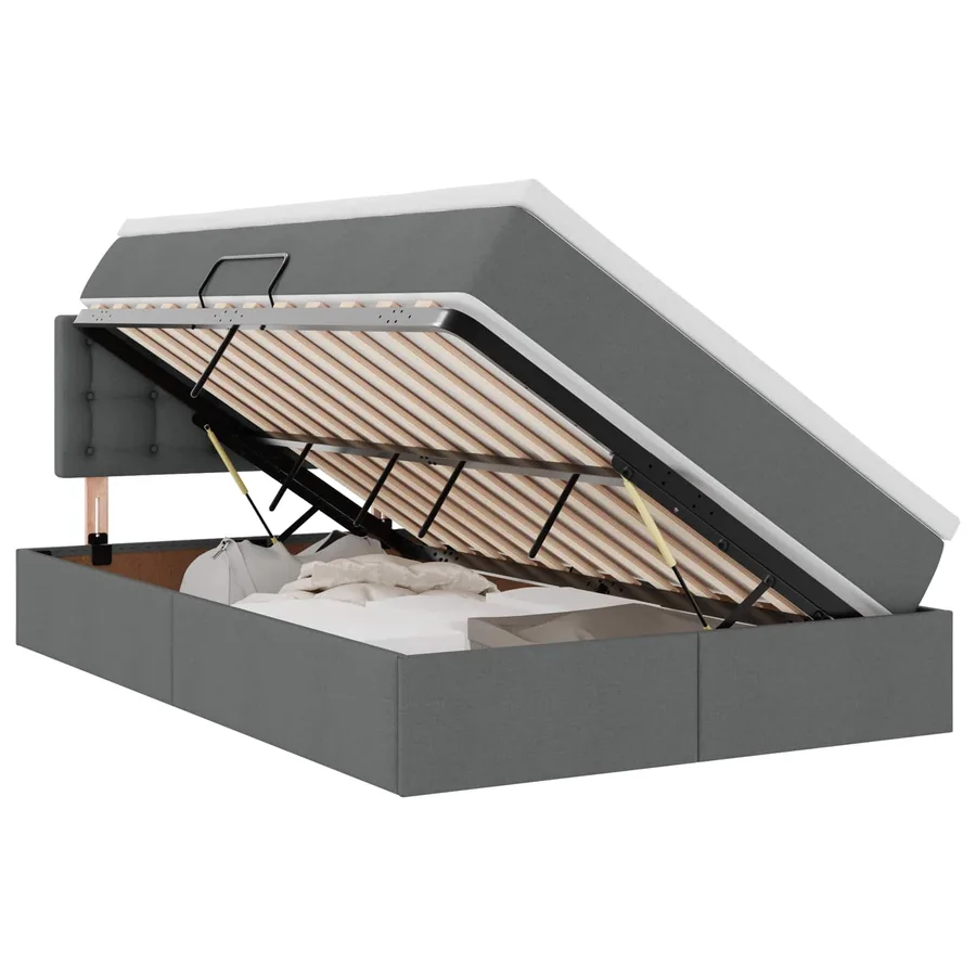 Lit avec rangement et matelas Gris foncé 120 x 190 cm - 2