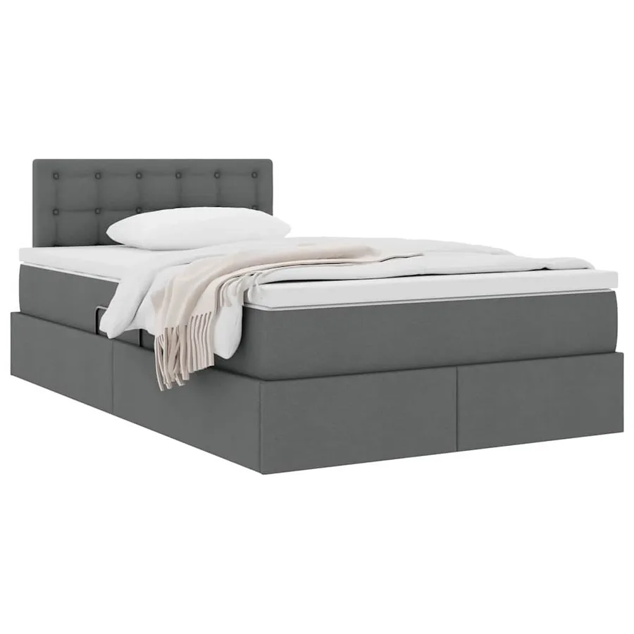 Lit avec rangement et matelas Gris foncé 120 x 190 cm - 3