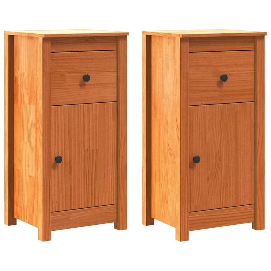 Buffet 2 pcs Brun cire 39 x 34,5 x 80 cm Pin massif - 2