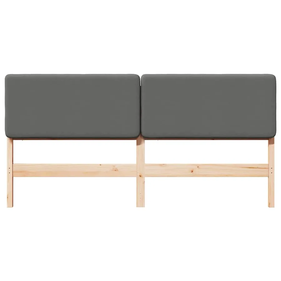Tête de lit capitonnée Marron et gris clair 200 cm Pin massif - 4
