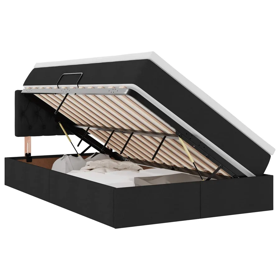 Lit avec rangement et matelas avec matelas Noir 120 x 190 cm - 2