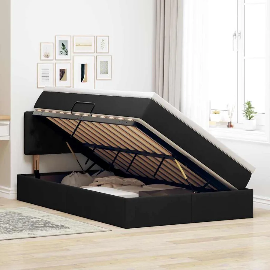 Lit avec rangement et matelas avec matelas Noir 120 x 190 cm - 4