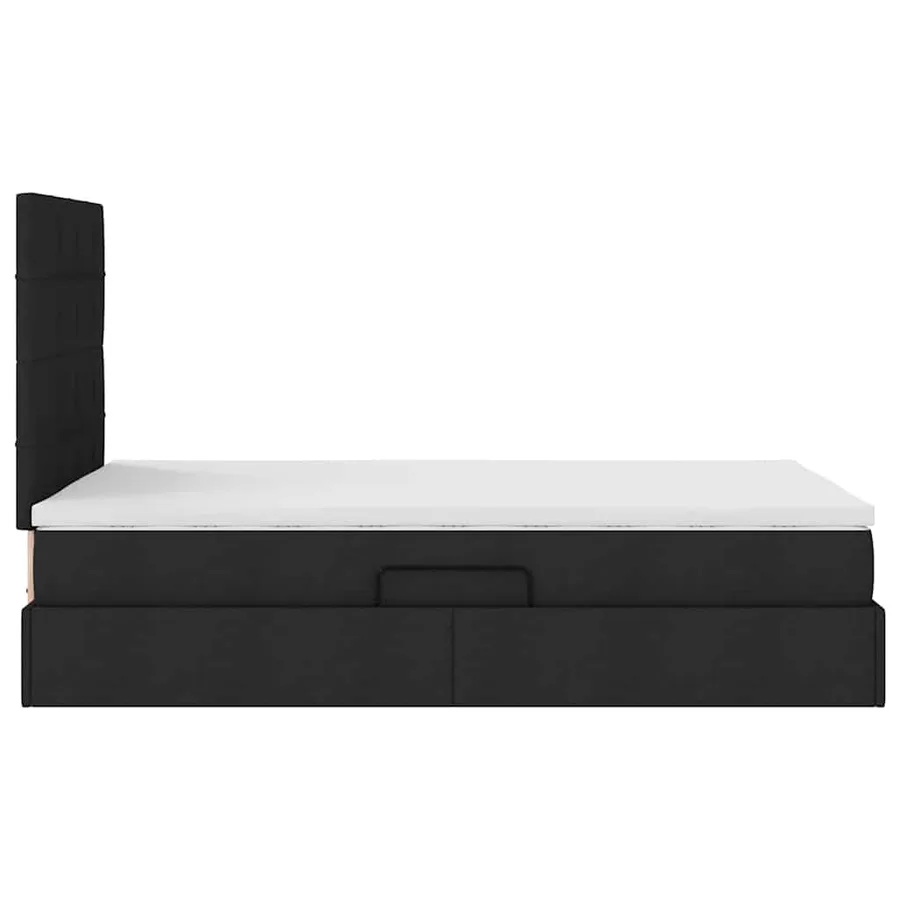 Lit de rangement LED avec matelas Noir 120 x 190 cm Tissu - 11
