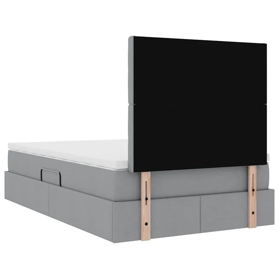 Lit avec rangement et matelas Gris clair 120 x 200 cm tissu - 11
