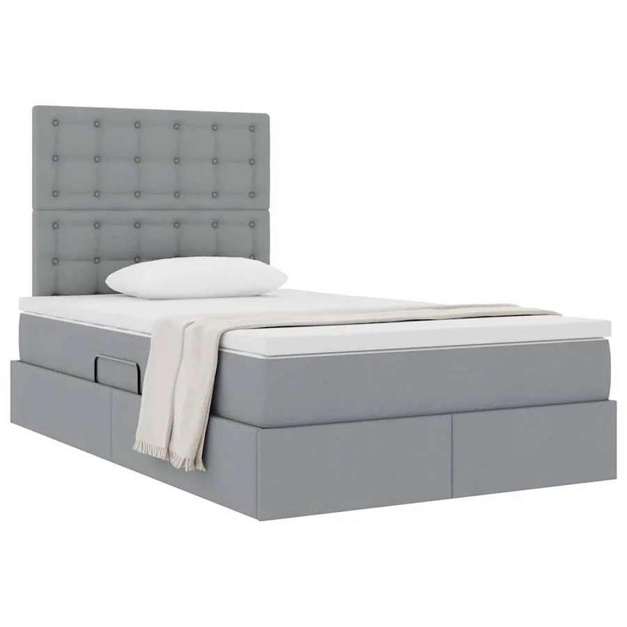 Lit avec rangement et matelas Gris clair 120 x 200 cm tissu - 3