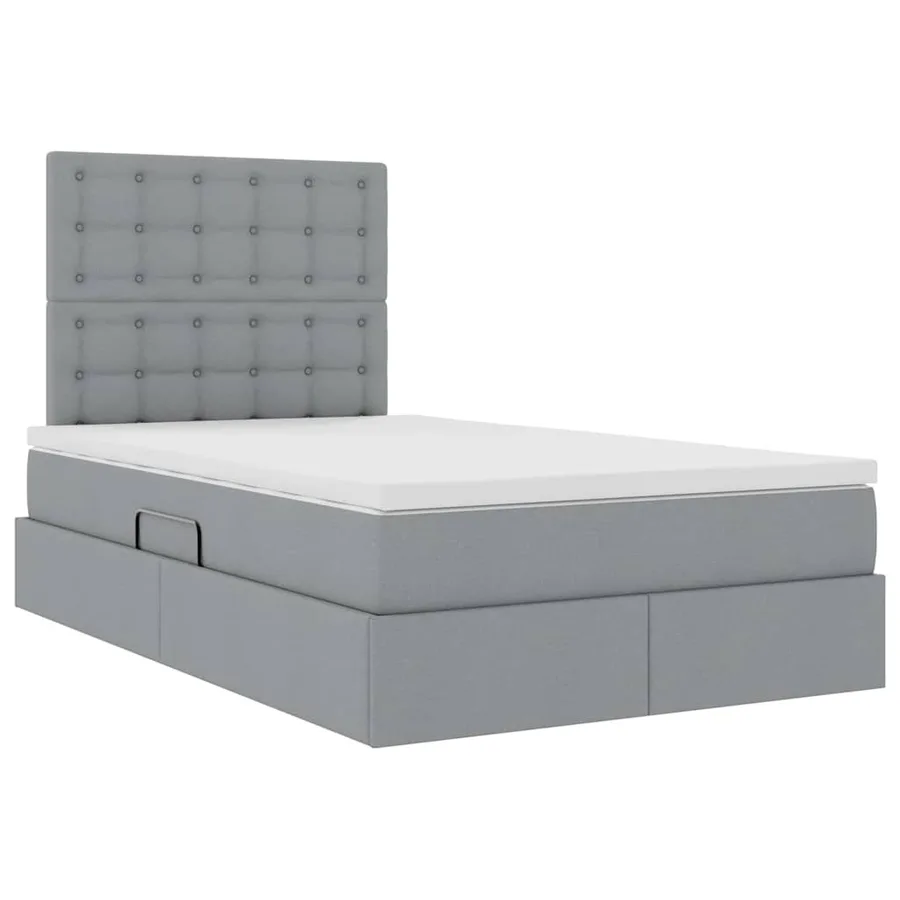 Lit avec rangement et matelas Gris clair 120 x 200 cm tissu - 5