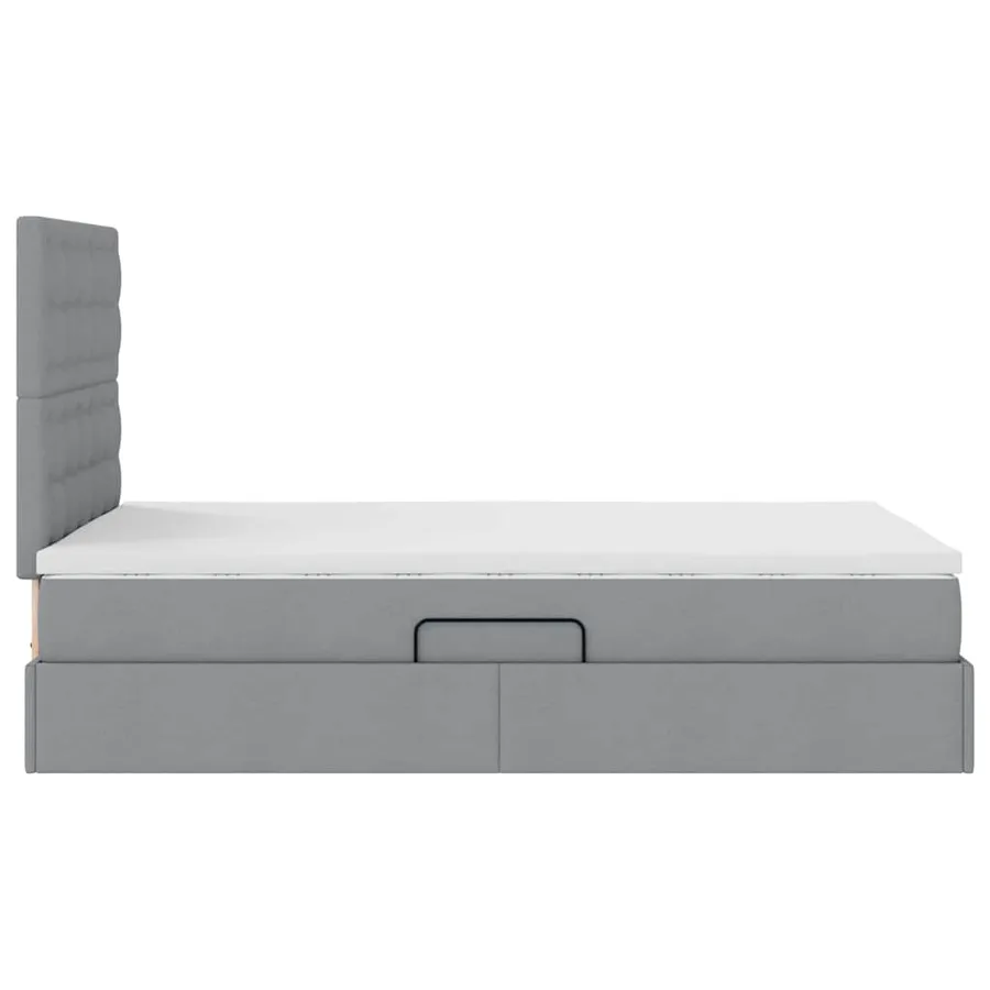 Lit avec rangement et matelas Gris clair 120 x 200 cm tissu - 8
