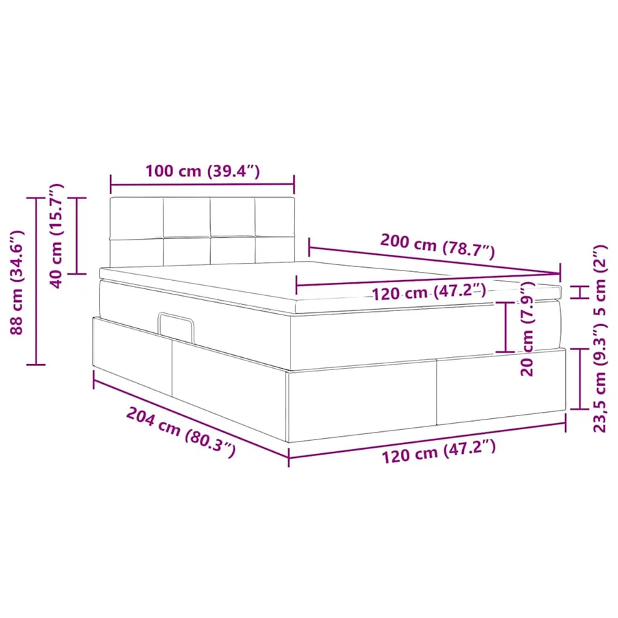 Lit de rangement LED avec matelas Vert foncé 120 x 200 cm - 17