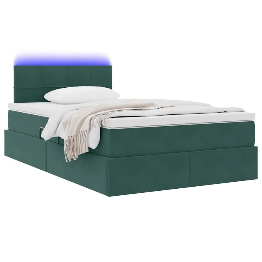 Lit de rangement LED avec matelas Vert foncé 120 x 200 cm - 3