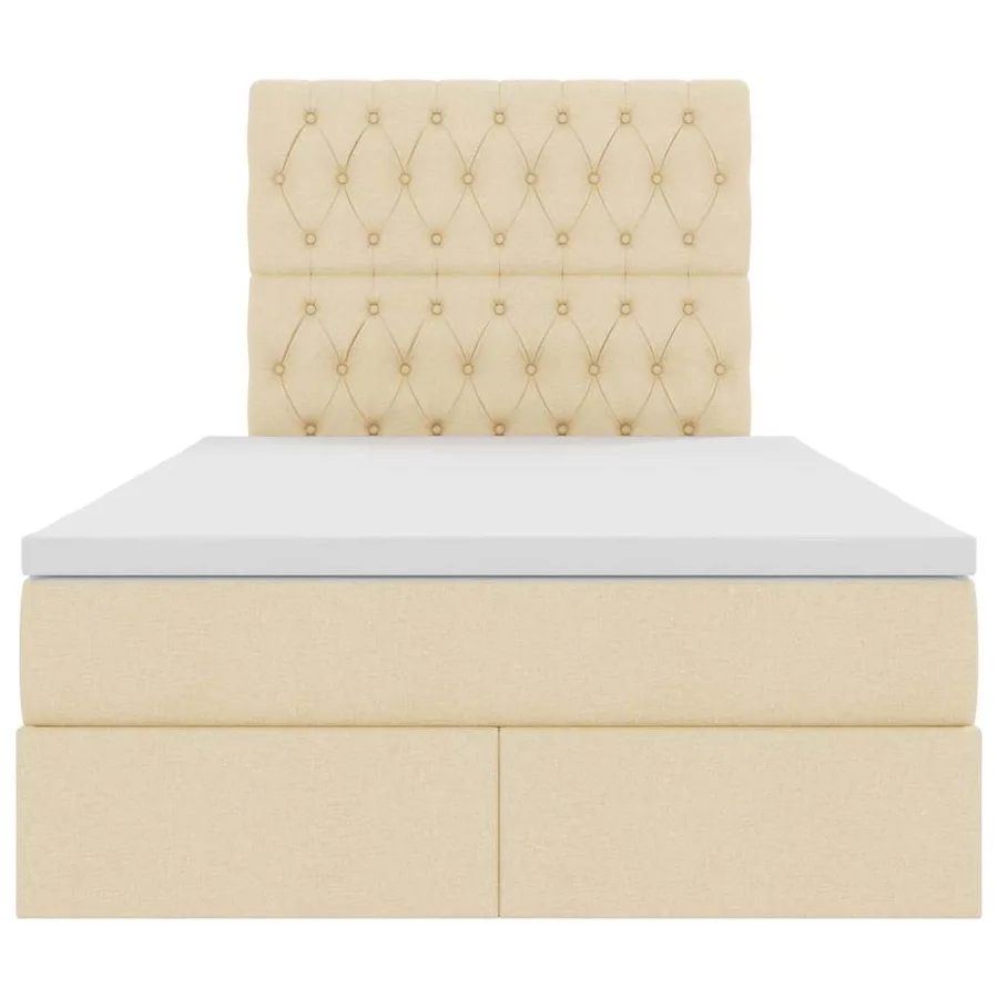 Lit avec rangement et matelas Crème 120 x 200 cm tissu - 7