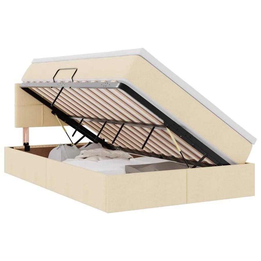 Lit avec rangement et matelas avec matelas Crème 120 x 200 cm - 2