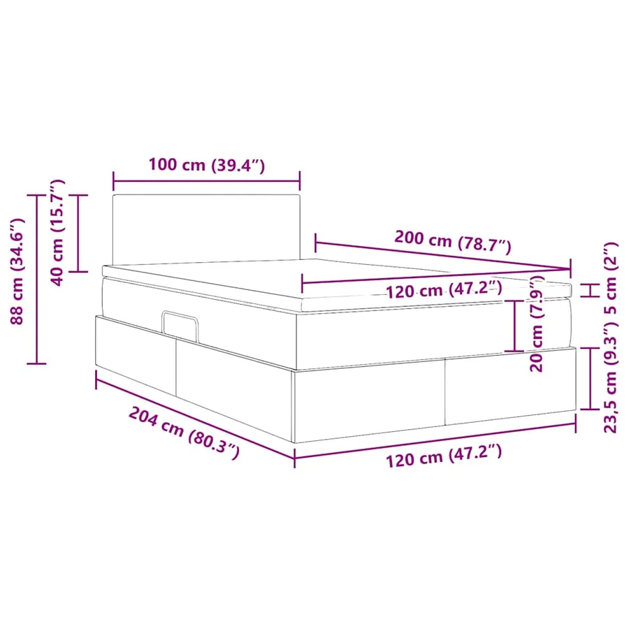Lit avec rangement et matelas avec matelas Crème 120 x 200 cm - 15