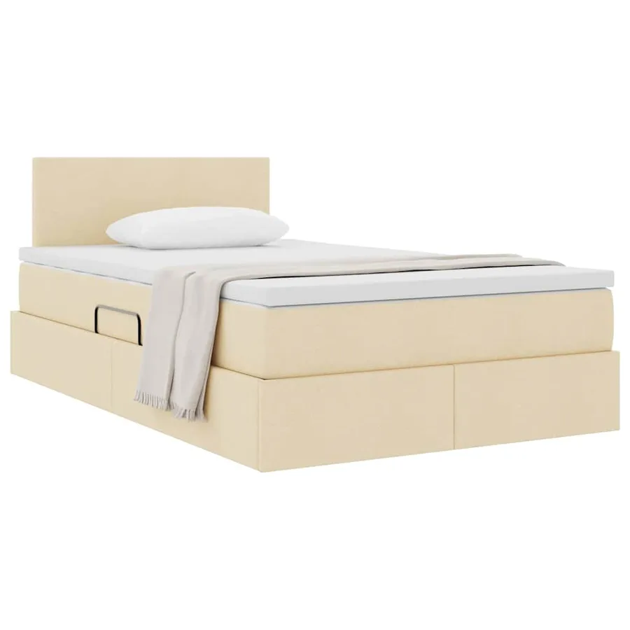 Lit avec rangement et matelas avec matelas Crème 120 x 200 cm - 3