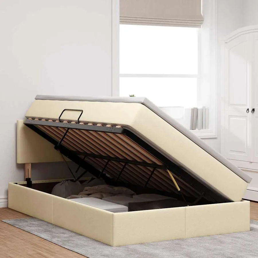 Lit avec rangement et matelas avec matelas Crème 120 x 200 cm - 4