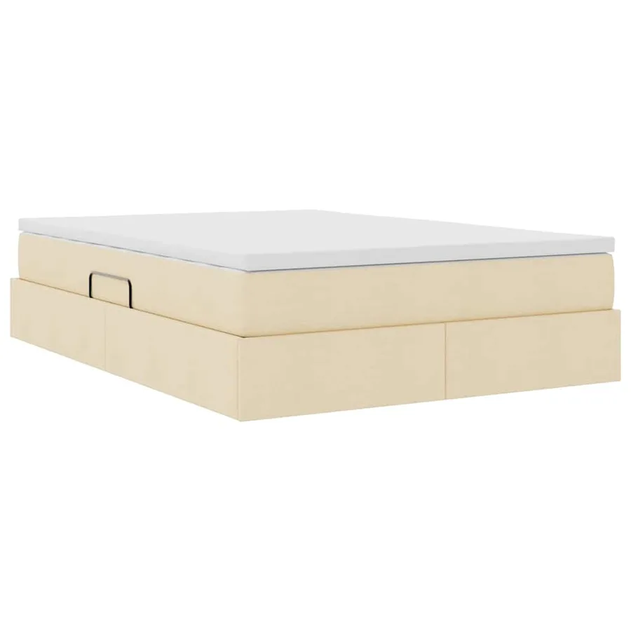 Lit avec rangement et matelas Crème 140 x 190 cm Polyester - 5