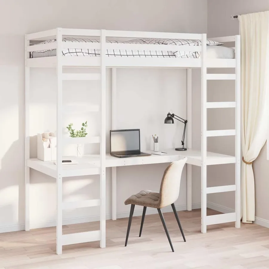 Cadre de lit mezzanine Blanc 75 x 190 cm Pin massif