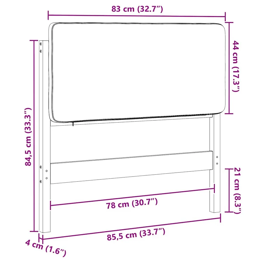 Tête de lit capitonnée Blanc et gris clair 80 cm Pin massif - 13