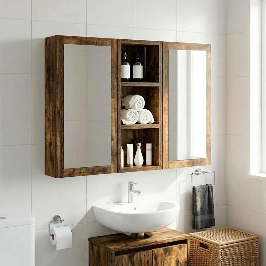 Armoire murale de salle de bain Chêne Fumé 20 x 10 x 50 cm