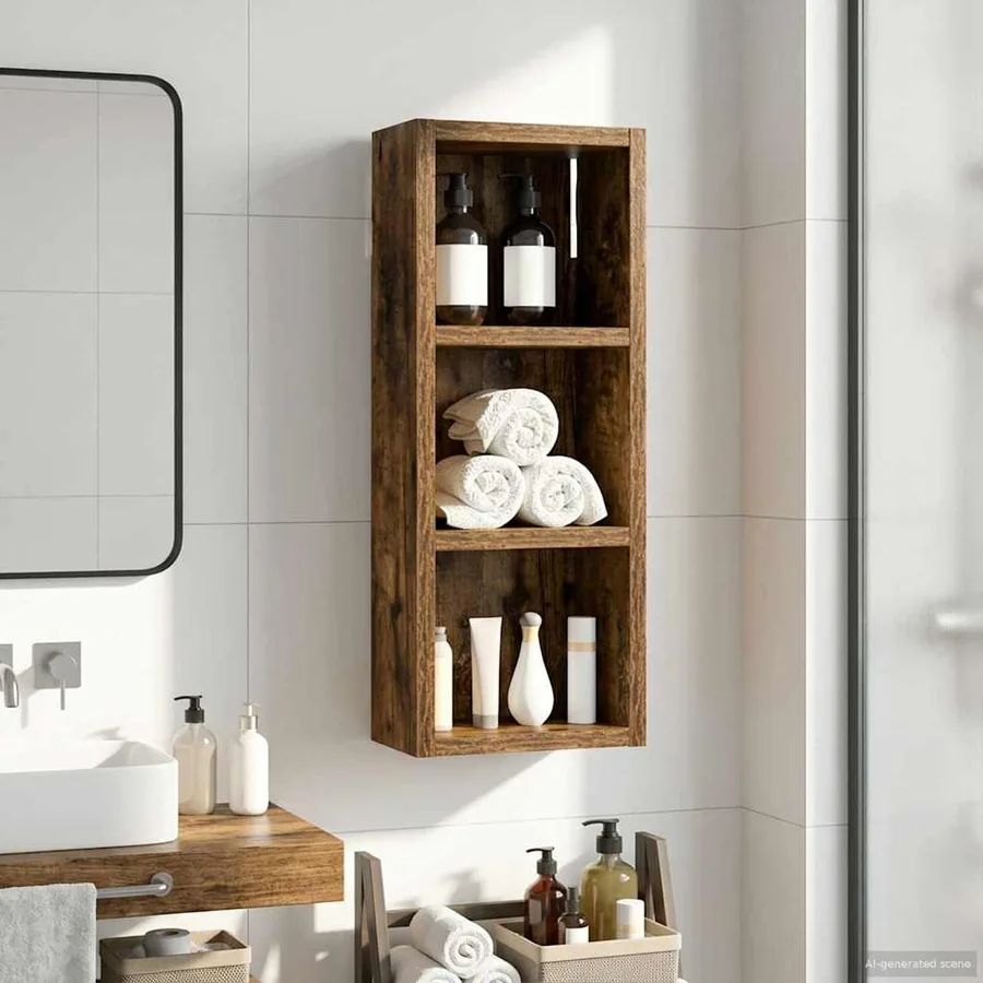 Armoire murale de salle de bain Chêne Fumé 20 x 10 x 50 cm - 4