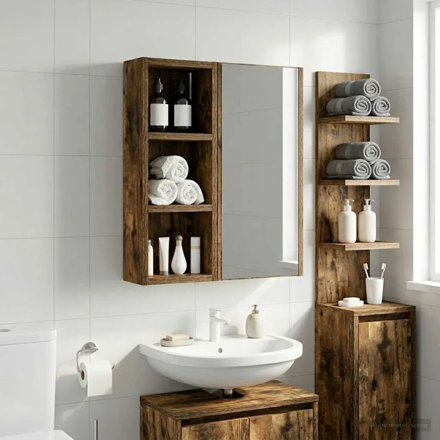 Armoire murale de salle de bain Chêne Fumé 20 x 10 x 50 cm - 5