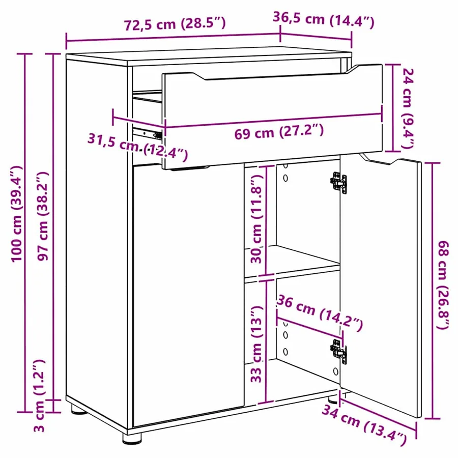Ensemble de mobilier de salle de bain 3 pcs Gris Sonoma - 15