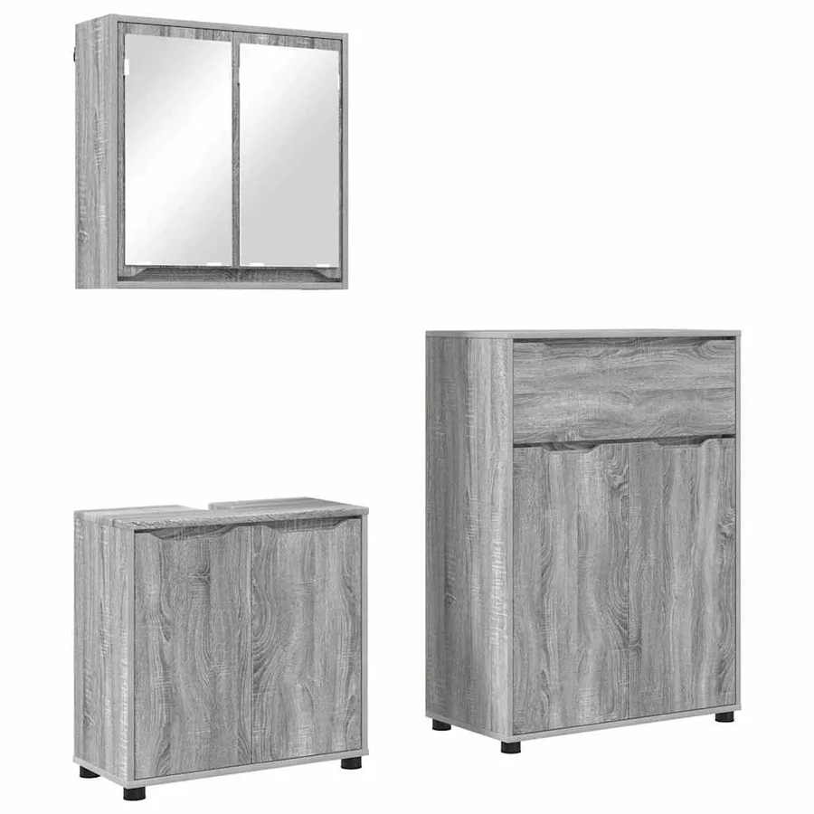 Ensemble de mobilier de salle de bain 3 pcs Gris Sonoma - 2