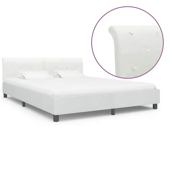 Cadre de lit sans matelas blanc similicuir 160x200 cm