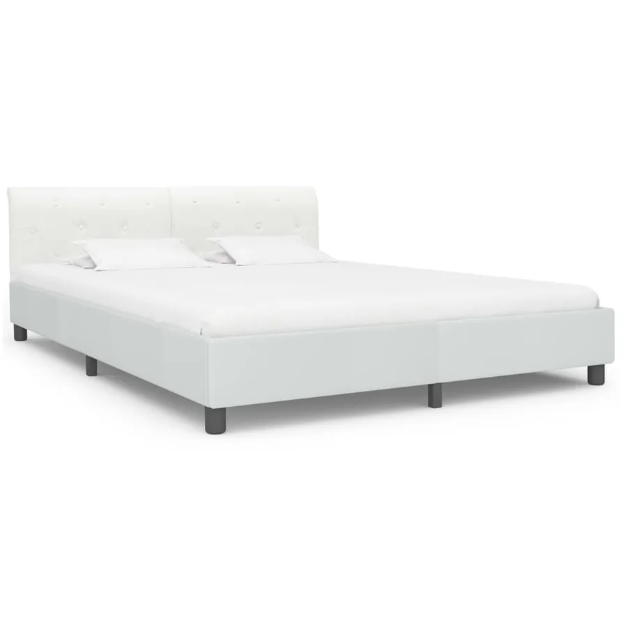 Cadre de lit sans matelas blanc similicuir 160x200 cm - 2