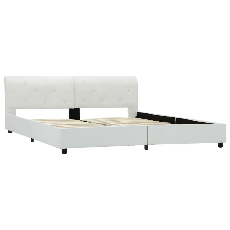 Cadre de lit sans matelas blanc similicuir 160x200 cm - 3