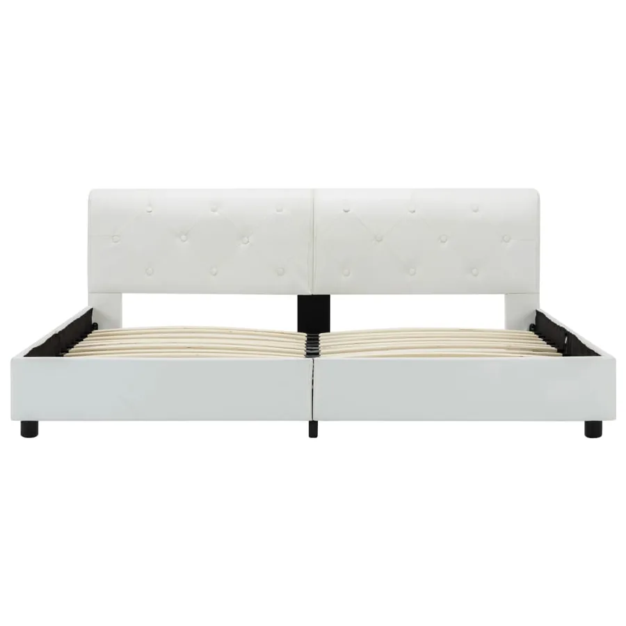 Cadre de lit sans matelas blanc similicuir 160x200 cm - 4