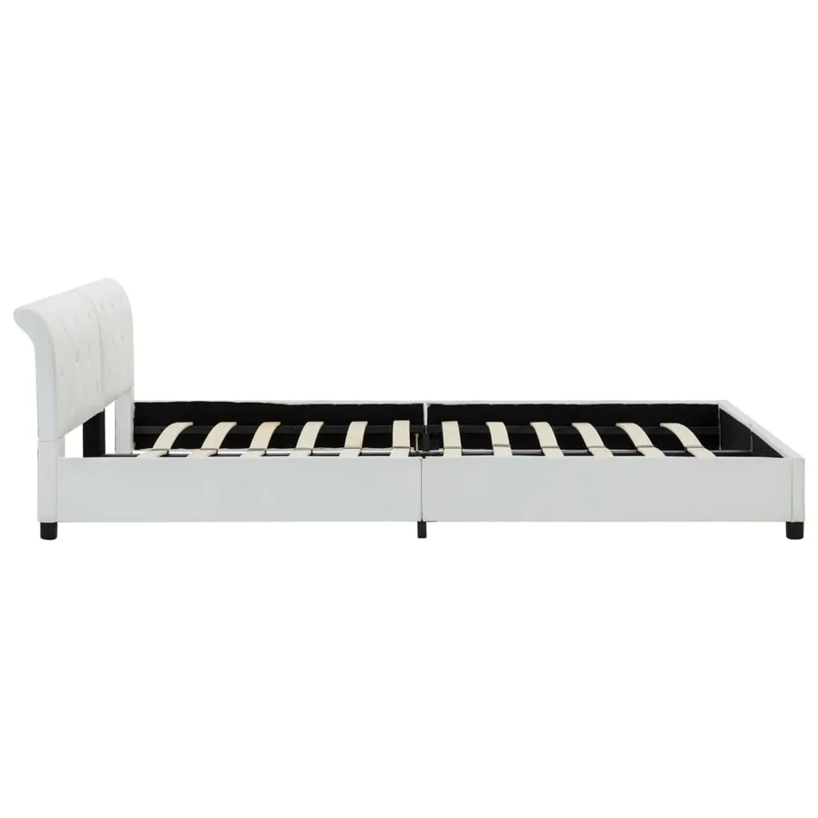 Cadre de lit sans matelas blanc similicuir 160x200 cm - 5